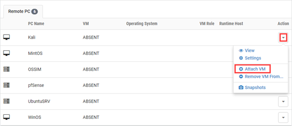 Remote PC Attach VM