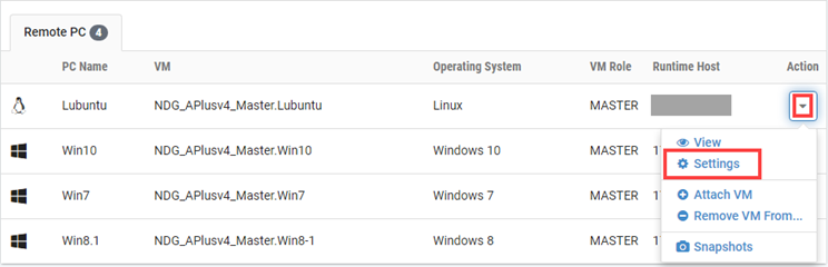 Remote PC Settings